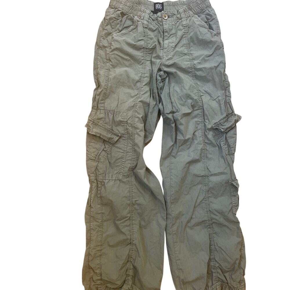 Y2K BDG olive baggy cargo pants with elastic waistband with 5 pockets